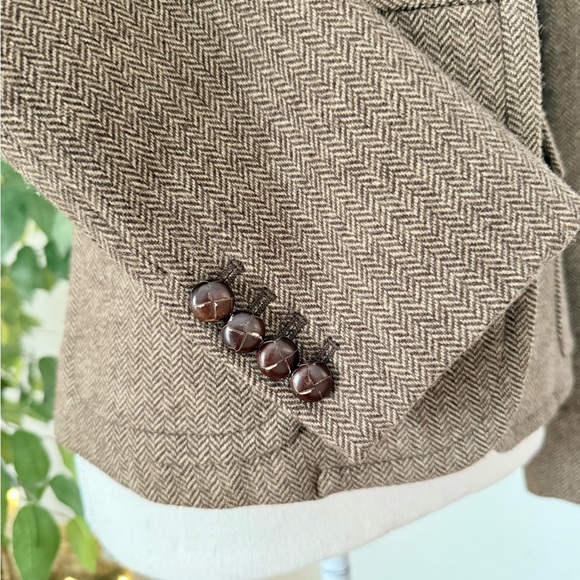 J.Crew Brown Herringbone Wool Blend Blazer - Size 4 - Picture 8 of 13